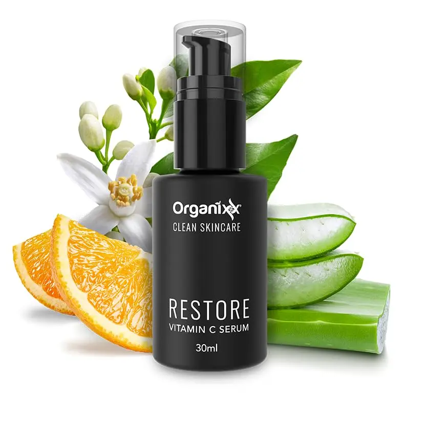 Organixx Restore 26% Vitamin C Serum with Peptides, Hyaluronic Acid & Glycerin, Nourishing Organic Clean Beauty for Brighter Skin, 30ml, Moisture