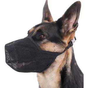 Dog Muzzle, Patented Soft Mesh Muzzle for Small Medium Large Dogs for Scavenging Biting Licking and Chewing, Allows to Pant and Drink (L, Black) Adjustable Breathable Dog Muzzle