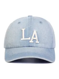 Unisex La Washed Denim Baseball Cap, Adjustable Outdoor Sun Protection Hat, Casual Fitted Design for Spring & Fall Travel, Fitted Snapback Hats, Lightweight Baseball Cap, Casual Trendy Hat