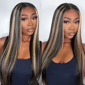 Megalook 6x5 Pre-Cut Lace Frontal   Balayage Highlight Body Wave/Straight Wigs Invisible Knots Natural Hairline