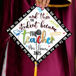 Printed Future Teacher Grad Cap Topper, Personalized Graduation Decoration, Teacher Student School Graduation, Teacher Appreciation 2025