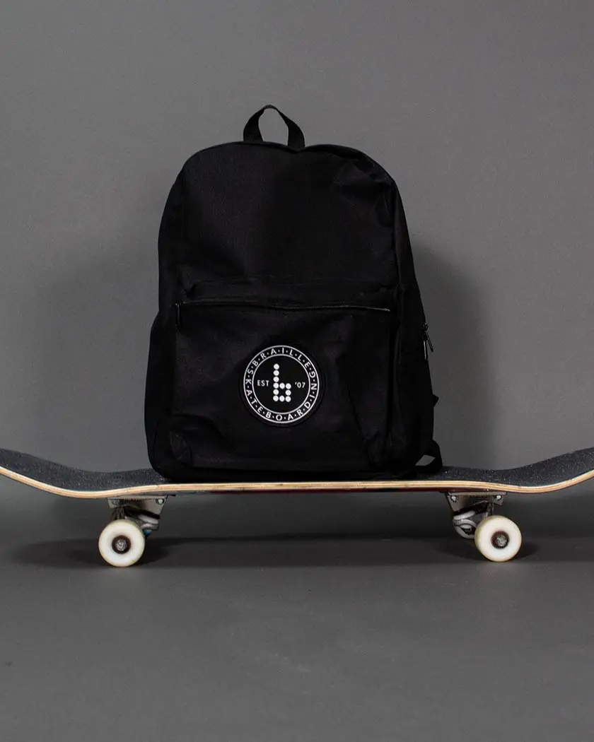 Braille Basic Functional Backpack - Skateboard-Friendly Luggage Bag for Skateboarding Enthusiasts, Simple Travel-Ready Design