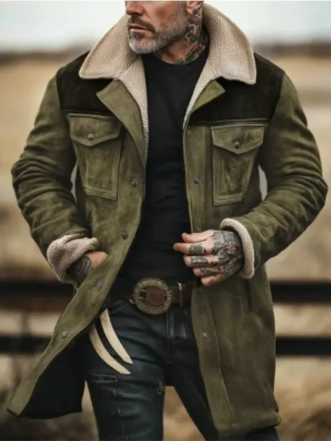 Men's Casual Color-Block Softshell Jacket - Long Sleeve casual fashion jacket, Loose fit with a turn-down collar, front zipper with pockets, warm polyester lining, autumn and winter outerwear, classic raincoat style