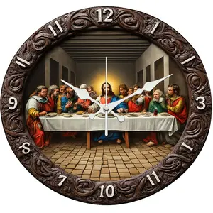 The Last Supper Wall Clock Wooden Wall Clock Silent Clock Battery Operated (Battery Not Included) Home Decor Perfect for Valentine's Day Easter St. Patrick's Day Halloween Christmas and More. Holiday Decor The Perfect Gift.