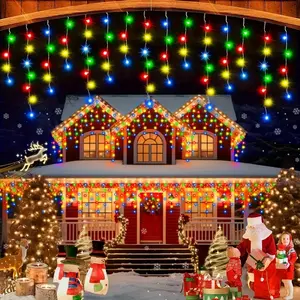 LED Solar Ice Column String Lights, Fairy Curtain Lights, 96 Leds, 8 Modes, Outdoor Garden Lights, Outdoor Decorative Lights, Wedding Party Christmas Decorations