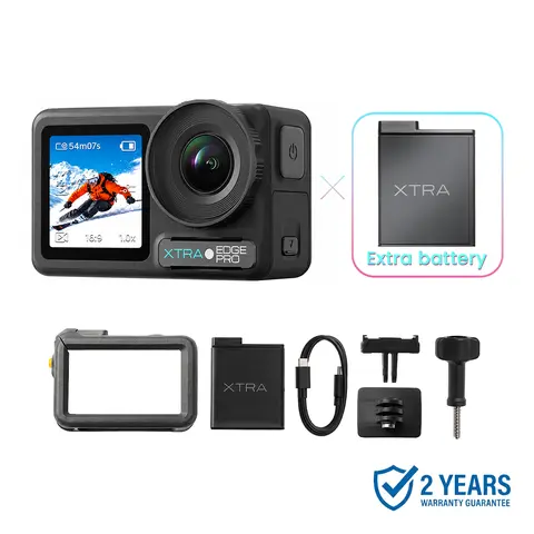 Edge Pro Xtra 4K Forward-Facing HD Camera - 1/1.3" Sensor, 4x Zoom, 216-min Runtime, Night Photography, Portable Waterproof Action Camera for Content Creators
