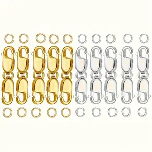 Silvery Lobster Claw Clasp with Closed Jump Rings Necklace Clasps and Closures for Jewelry Making, 12mm (0.47inch)