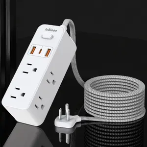 Flat Plug Power Strip, Flat Extension Cord, 5ft Ultra Thin Flat Plug Extension Cord - 6 AC with 3 USB Ports(1 USB C), Wall Mount, 3-Side Power Strip Surge Protector for Dorm Room Essentials