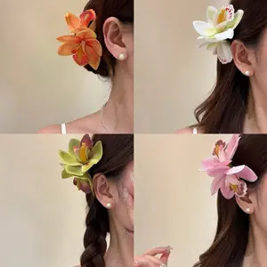 2026 Spring Summer Cymbidium Flower Hair Clip, Bohemian Side Hair Barrette, Seaside Vacation Photo Hair Accessories alligator
