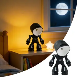 Cute Cartoon Robot LED Night Light  - Kids Companion Table Lamp, Cozy Bedroom Light, Ideal Valentine’s Day & Birthday Gift for Classroom Exchange