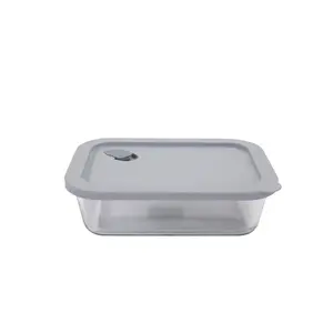 Click Clack 1 Quart Cook+ Rectangular Heatproof Glass Container | Grey