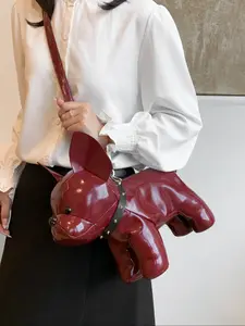 Cute French Bulldog Plush Doll Casual Crossbody Bag, Adorable Single Shoulder Backpack, Realistic Dog Toy Bag for Kids and Adults, Casual Trendy Purses, Fashionable Crossbody Bag, Fashionable Bags