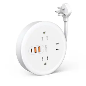 JcBlaon Retractable Extension Cord Multifunctional Power Strip, 3-AC Outlets & 3 USB Ports Power Strip, 4FT Power Strip for Home Hotel Dorm Room