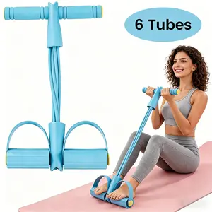 6-Tube Pedal Resistance Band, Portable Elastic Pull Rope for Home Gym, Sit-Ups, Yoga, and Abdominal Training