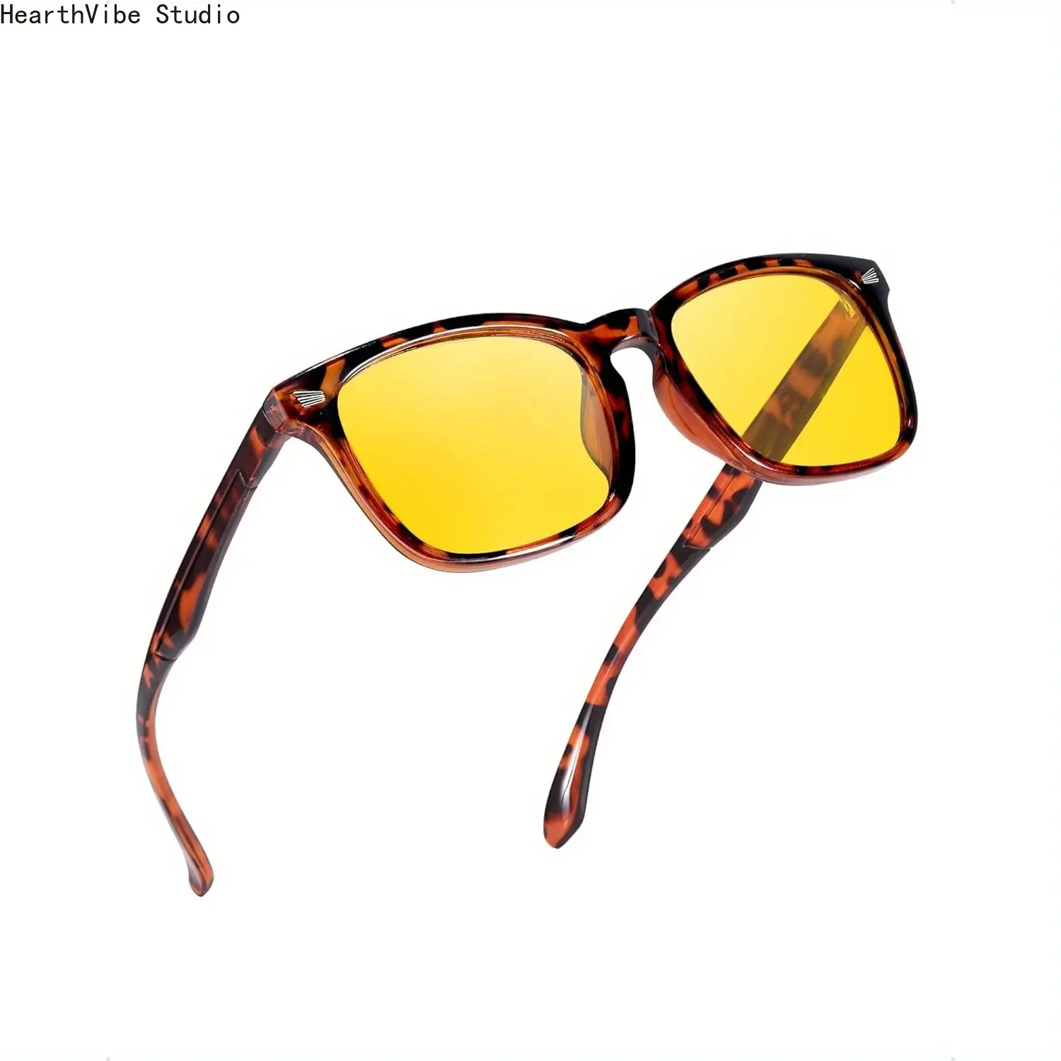 Anti-Glare Polarized Sunglasses for Men, Trendy Full Rim Yellow Lenses for Night Driving with UV400 Shield, Male, Polarised Lens, Uv Protection Lens