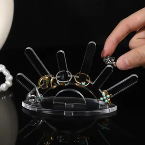 Transparent Acrylic Ring Display Stand, Sun-Shaped Multi-Bar Ring Organizer, Jewelry Display Prop, Stylish & Functional Design, Acrylic Ring Holder