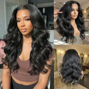 European Style Black Big Wave Long Curly Full Human Hair Wig For Women, Natural Real Hair Factory Ready Stock