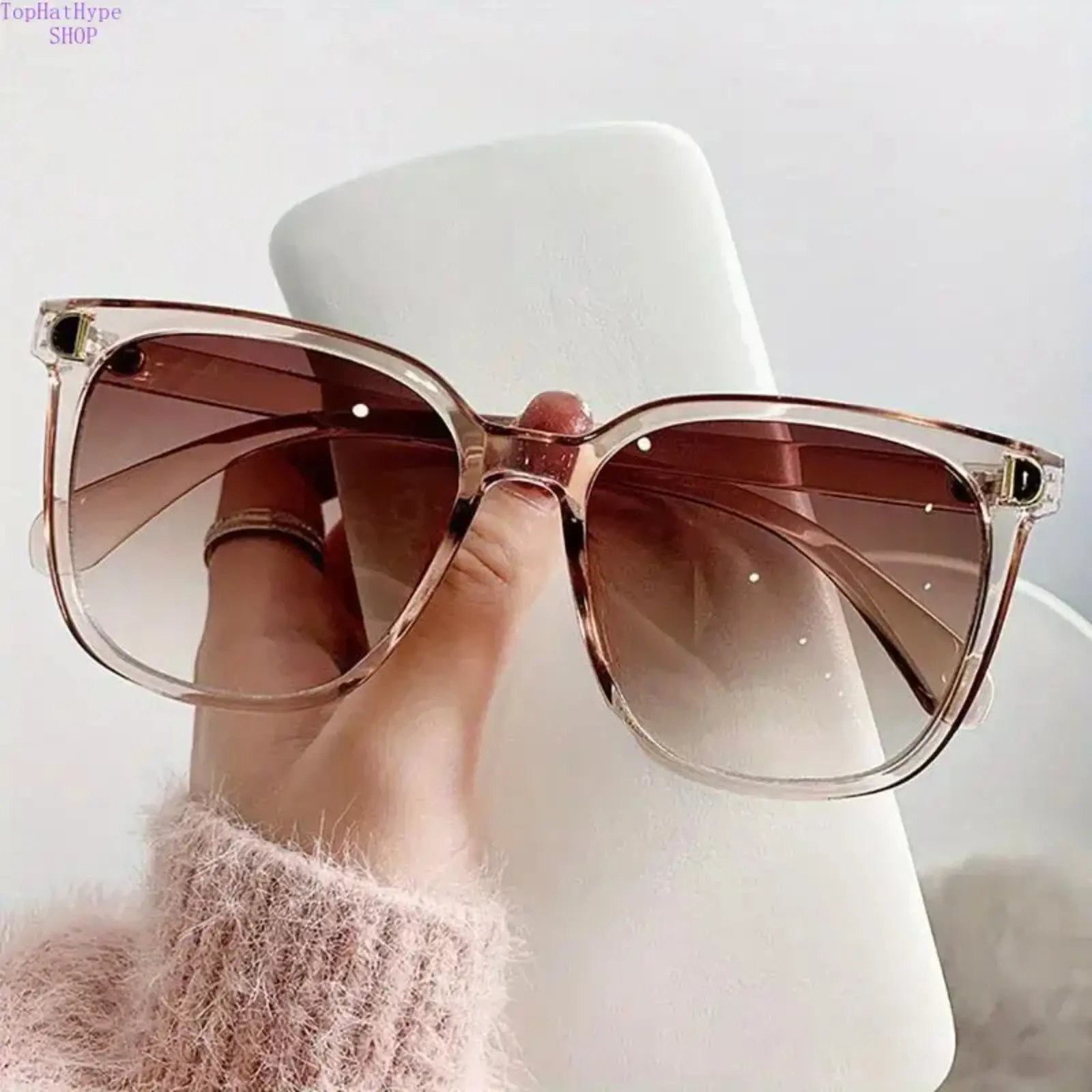 Retro D-Shape Blue Light Blocking Glasses for Women, Oversized Semi-Rimless Statement Frame, Lightweight TR90 Stylish Accessories for Reading Wear, Blue Light Glasses, Statement Frame Glasses