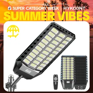 HYKOONT 9000 Plus Large Solar Street Light Super Bright Flood Lights Outdoor Solar Parking Lot Lights Dusk to Dawn Outdoor Lighting Motion Sensor and Remote Control