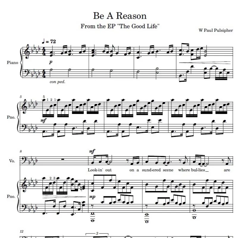“Be A Reason” sheet music by W Paul Pulsipher