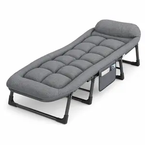 Folding Camping Cot for Adults, Extra Wide Heavy Duty 6 Angle Adjustable Folding Camp Bed with Mattress,Double Layer Oxford Portable Sleeping Cot with Carry Bag, Lightweight Camping Cot Supports 450 lbs, Ideal for Camping, Office Nap, Home & Outdoor Beach
