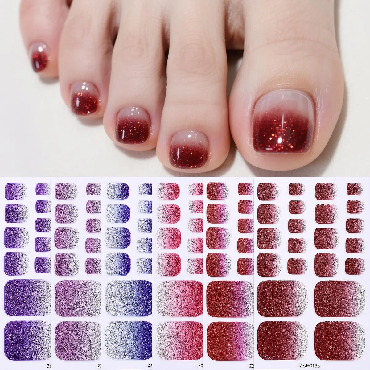 Glitter Toenail Art Sticker, Self Adhesive Toenail Decal, DIY Nail Art Decoration for Women & Girls