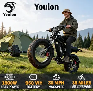 1500W Peak / 30MPH – YOULON Adult Electric Bike, 48V20Ah Removable Battery, 20"x4" Fat Tire All-Terrain, 7-Speed Shimano, Dual Hydraulic Brakes, Full Suspension, 330LBS Load, IPX6 Waterproof Off-Road