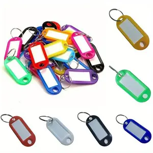 50pcs Plastic Keychain Key Tags Id Label Name Tags With Split Ring For Baggage Key Chains Key Rings Keychain For Bags
