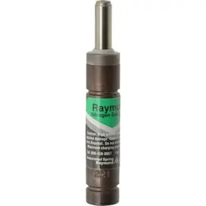 Associated Spring Raymond 12mm Diam, 15mm Max Stroke, Green Nitrogen Gas Spring Cylinder 55mm Body Length, 72mm OAL, 40 Lb Full Stroke Spring Force, 1,050 psi Initial Charge R12-015 GR
