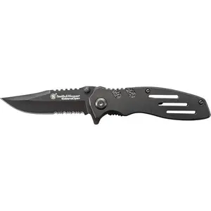Smith & Wesson Accessories Extreme Ops SWA24S 7.1in S.S. Folding Knife with 3.1in Serrated Clip Point Blade and Aluminum Handle for Outdoor