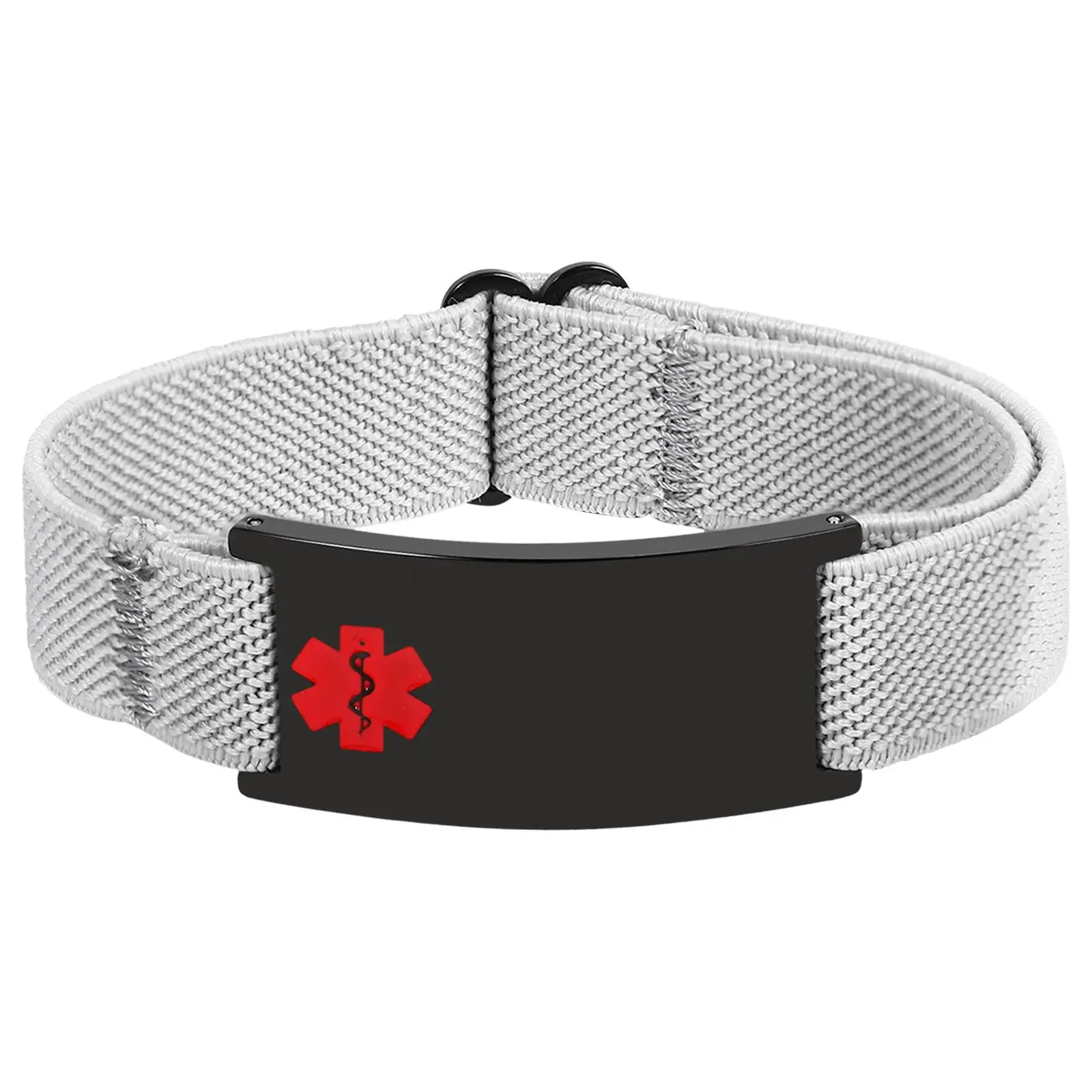 OIDEA Unisex Personalized Medical Alert Bracelet - Custom Engraved Stainless Steel ID Bracelet with Stretch Band for Emergency Awareness, Daily, Grandparents, Medical Info, 5.3" To 8.66", Awareness Bracelet
