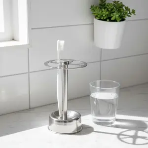 Bathroom Minimalist Industrial Toothbrush Holder, Waterproof Rustproof Stainless Steel, Classic Design, Durable & Stylish Bathroom Accessory