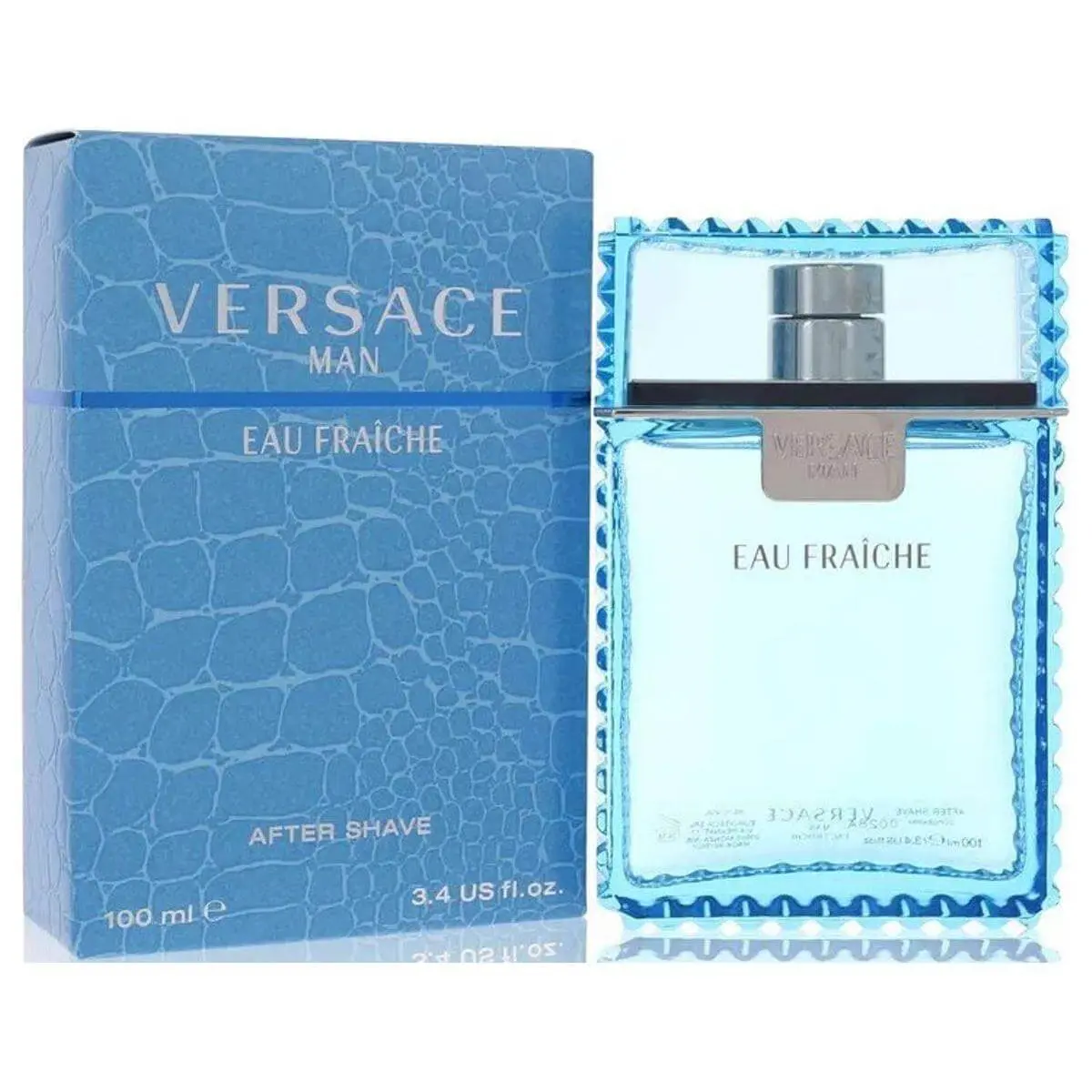 VERSACE Man Eau Fraiche Scented Aftershave - 3.4 fl oz, A-Starting Fragrance, Elevated Non-Sweet Luxurious Post-Care Men's Fragrance, Single New in Box Item, Fragrance That Starts With A