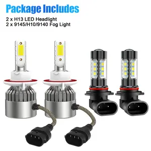 For 2004-2014 Ford F-150 8000K LED Headlight Hi/Lo + Fog Light 4 Bulbs Combo Kit