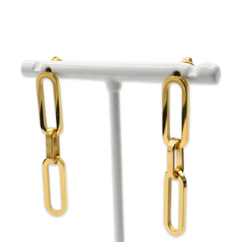 Stainless Steel Paper Clip Earrings for Women - Fashion Accessory Vacuum Gold Plated Durable