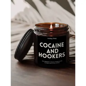 Smells Like Cocaine & Hookers Soy Candle - Funny Adult Candle, Birthday Gift for Him, Best Friend Gag Gift, Unique Candle