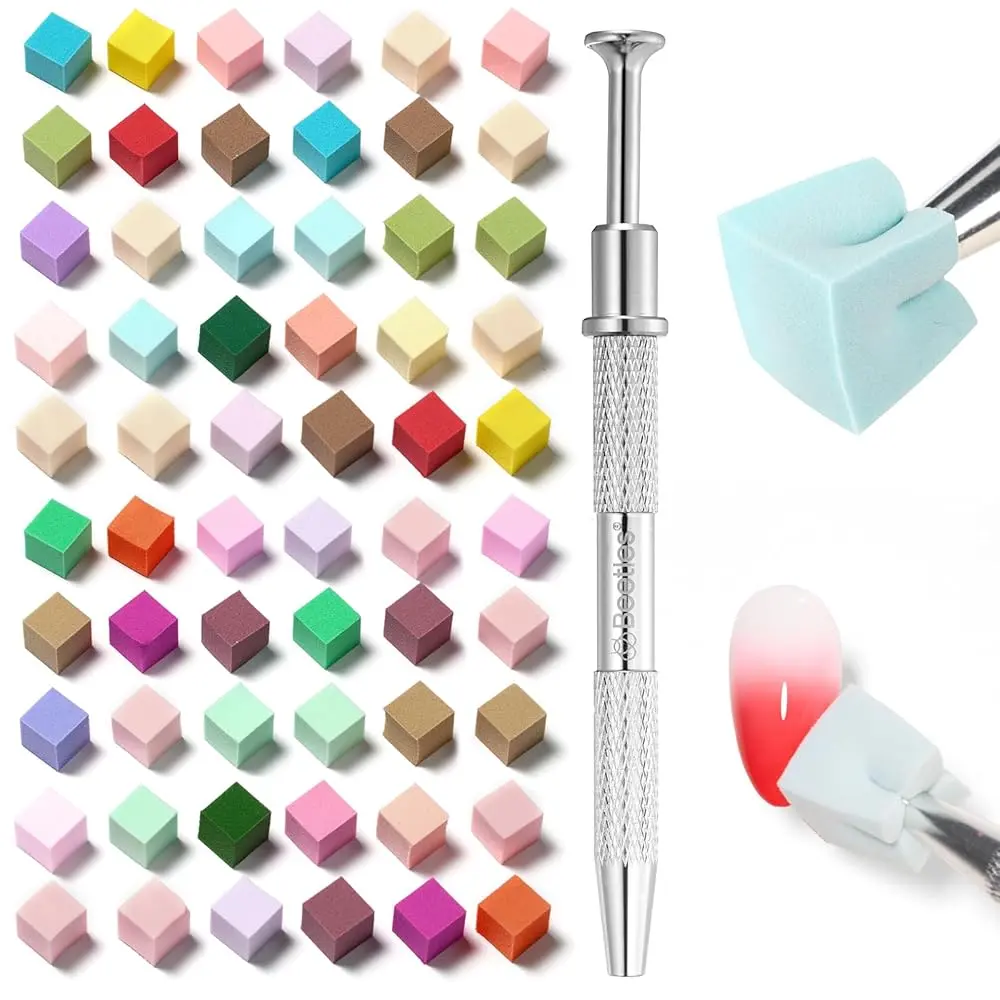 Beetles Soft Nail Sponges for Ombre, Colorful Nail Art Sponges With Grabbing Pen, Aura Nails, Ombre Nail Brush, Manicure Nail Art Tool, Professional Accessories Supplies Nail Art DIY Home Salon