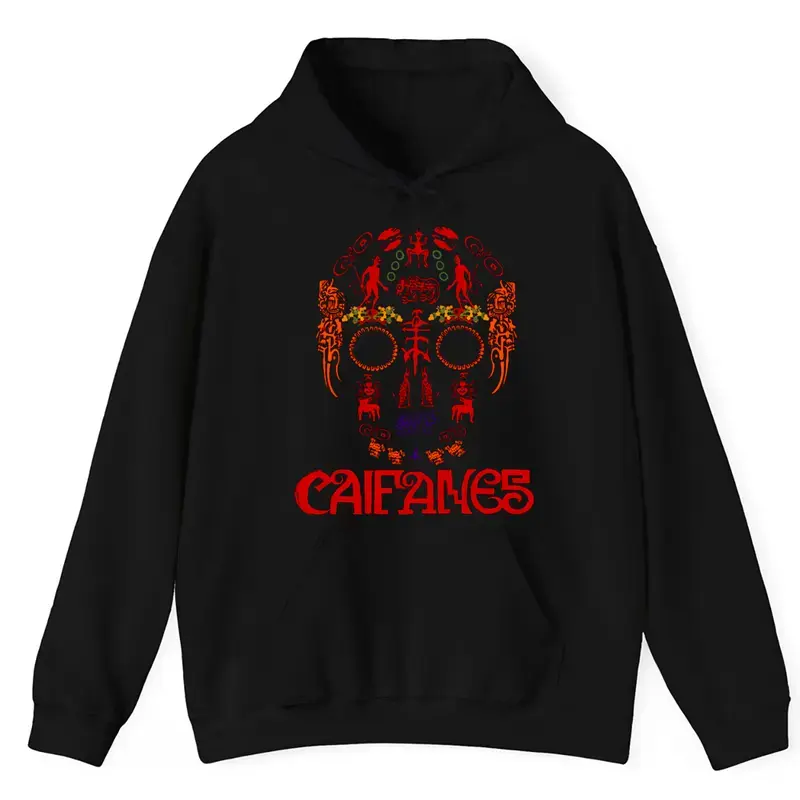 Caifanes Aztec Skull Rock en Español Graphic Hoodie Fleece Fabric Casual Hooded Sweatshirt Trendy Tops Perfect Gift