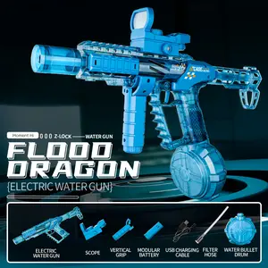 Electric Water Gun Ultimate Battle Powerful,Automatic Squirt Gun with Glowing Muzzle 320cc HighCapacity, IP67 Waterproof, Up to 32 FT Range, Summer PoolBeach Water Toys for Adults &Kids Toys Summervibes