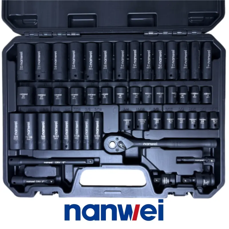 50-Piece 3/8"-Drive 6-Point CR-V Steel Impact Socket Tool Kit Set - Socket Wrenches, Ratchet Wrench, Extension Bar, Adapter, Universal Joint, Automotive Mechanic Tools, Father’s Day Gift