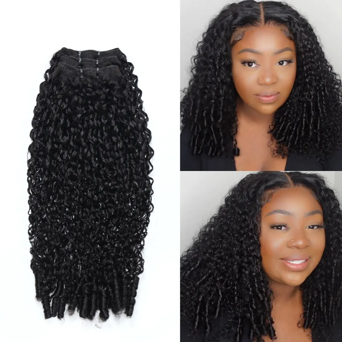 UNICE Hair Bundles for Women's Fashion, Coily Water Curly Human Hair Sew-In Weave, Texturizing Extensions for a Natural Look & Volume, Real Hair Extensions, Versatile Styling Options