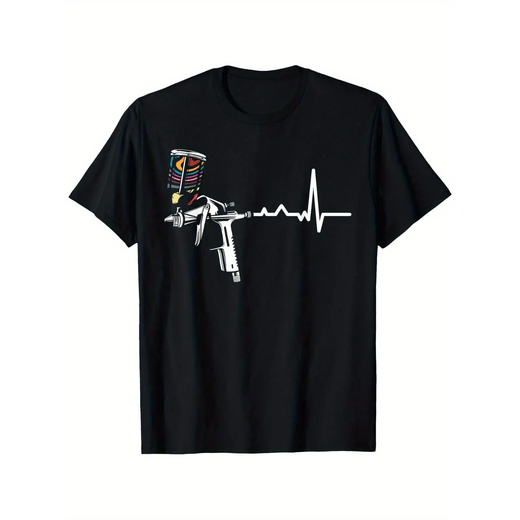 Graffiti Artist T-Shirt - Car Painter Spray Gun Design, Black Cotton Crew Neck, Casual Weekend Wear, Comfortable for All Seasons, Casual Style, All-Season Shirt Vintage Designer Oversized T-Shirt Tees Good Classic Cotton Tee
