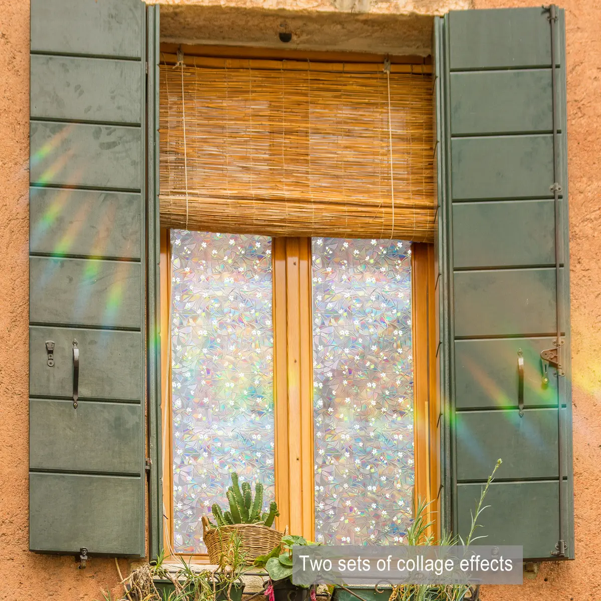 A piece of (30*120cm) colorful floral pattern flat 2D window sticker, Decorative Sticker, window decoration static glass sticker XC20011-YC Decoration Items
