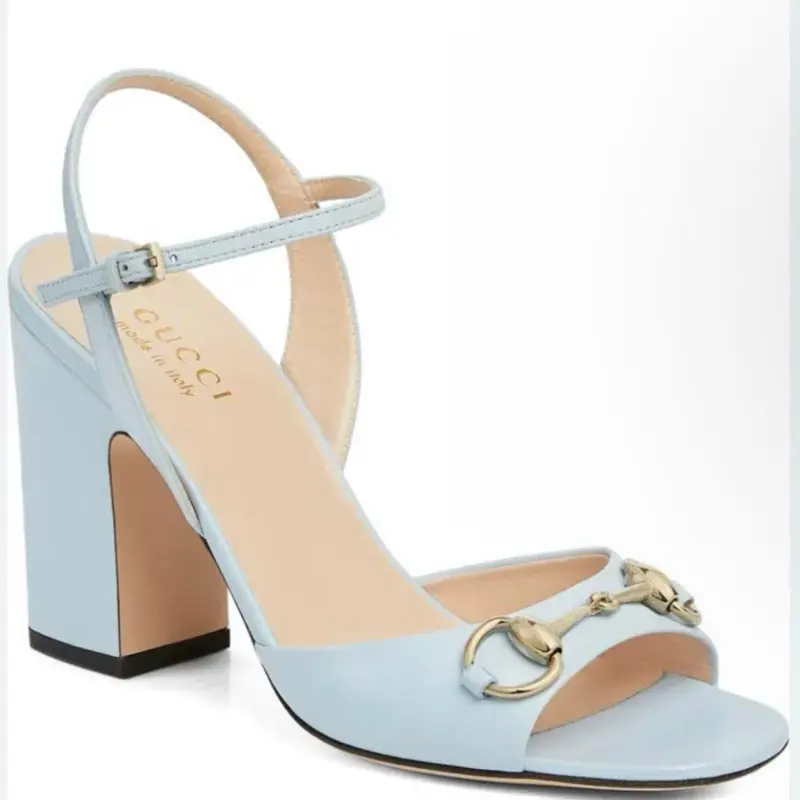 Gucci Leather Horsebit Block Heels Sandals Size 40