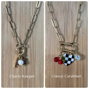 Custom Paper Clip Necklace + Carabiner or Charm Keeper Clasp - Swappable Charm Necklace - Dainty Everyday Jewelry - Charms - Collect Them All