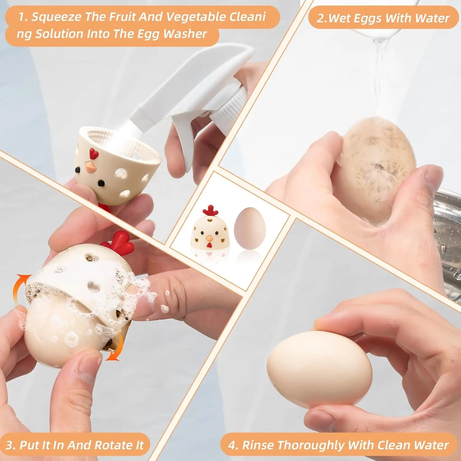 Silicone Egg Cleaner Brush, Silicone Egg Cleaning Brush for Farm Fresh Eggs, Chicken Coop Cleaning Tools, Egg Washer, Chicken Coop Accessories