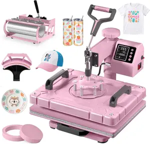 BIERUM 5-in-1 Digital Heat Press Machine，12x15” Combo for T-Shirts, Hats, Tumbler (20oz/30oz) & Plates, 360° Swing Away Design