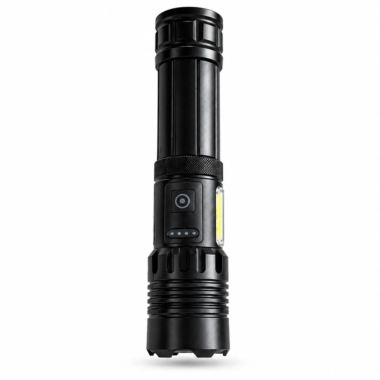 High Powered Rechargeable 2-in-1 Compact LED Flashlight - COB Side LED Lights, IPX4 Water-Resistant Aluminum Alloy Torch, Multi-Modes, Batteries & Charging Cable Included, Outdoors Safe for Camping, Power Outage Emergencies, Adults' Gift