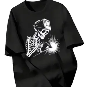 "Skeleton Welder" 100% Cotton T-Shirt, Welding & Industrial Style Tee