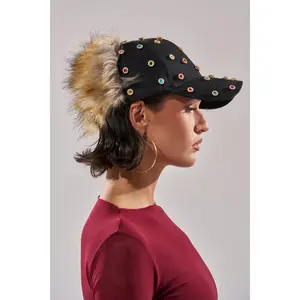 TJ FAUX FUR EMBELLISHED HAT